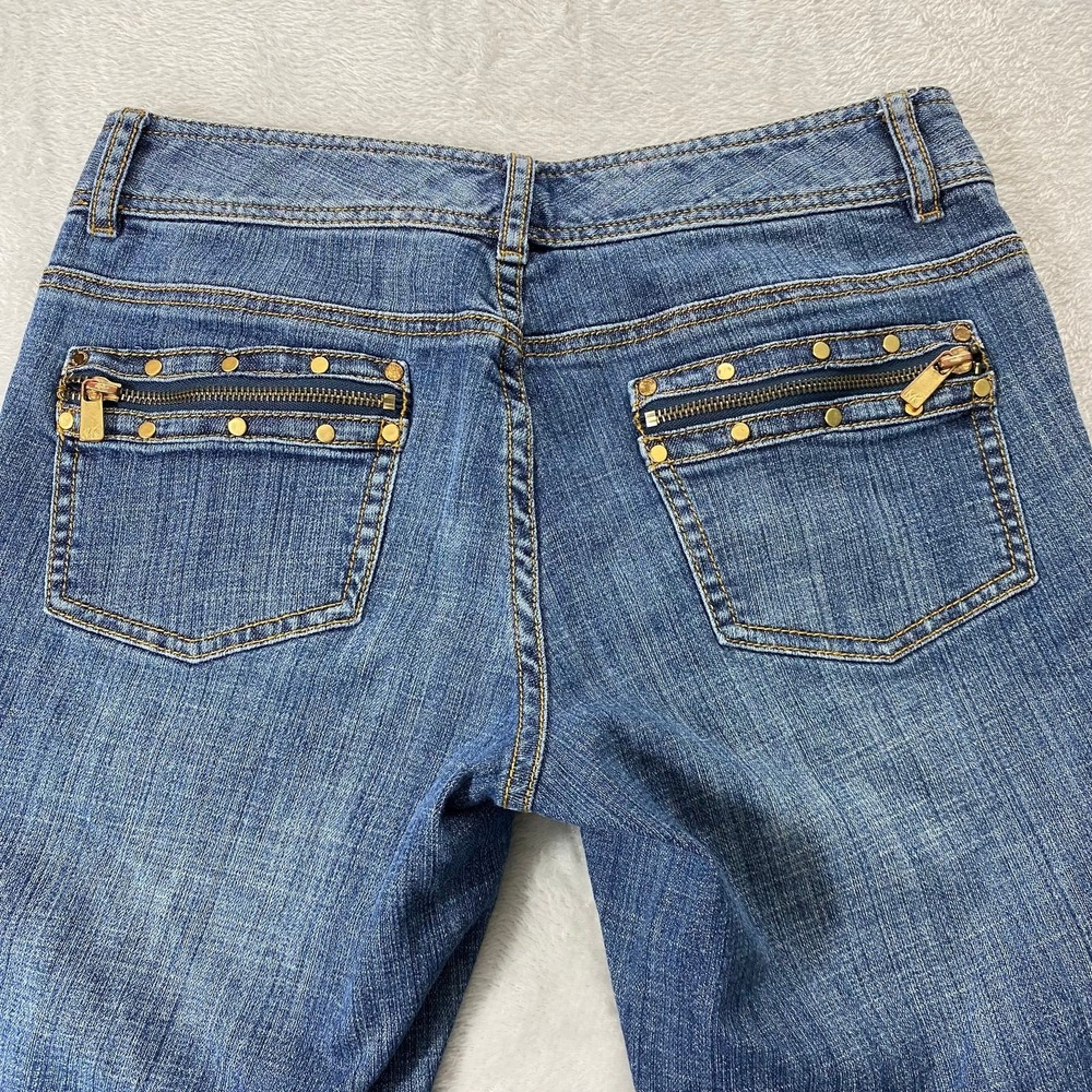 Michael Kors Studded Straight Leg Jeans Women Size 6 Blue Denim Y2K Biker Edgy